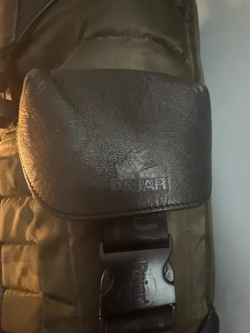 Pajar Olive Green Quilted Backpack with Black Trim